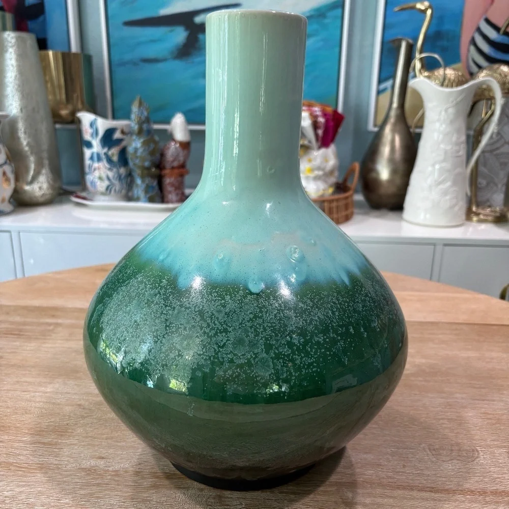 West Elm Reactive Glaze Ocean Ceramic Vase, SKU 5395285, Large Round, 14